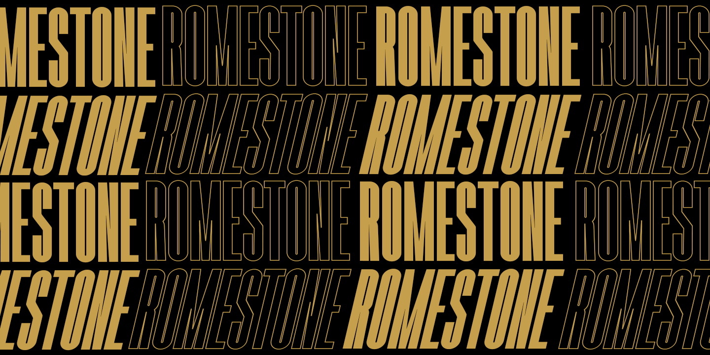 Beispiel einer Romestone Hollow Italic-Schriftart